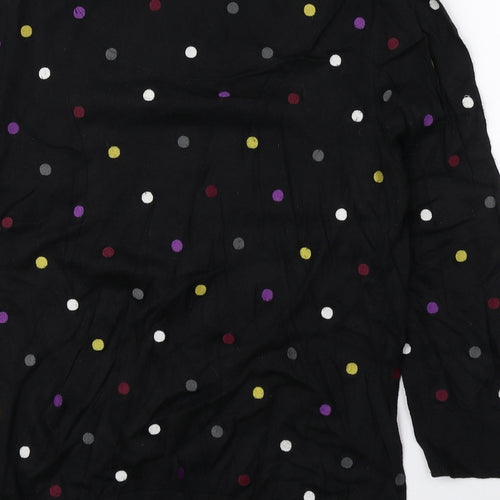 Hobbs Womens Black Scoop Neck Polka Dot Cotton Pullover Jumper Size 14