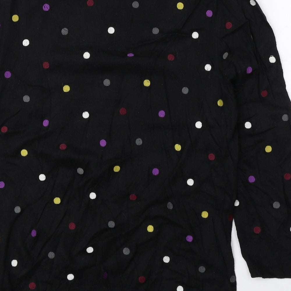 Hobbs Womens Black Scoop Neck Polka Dot Cotton Pullover Jumper Size 14