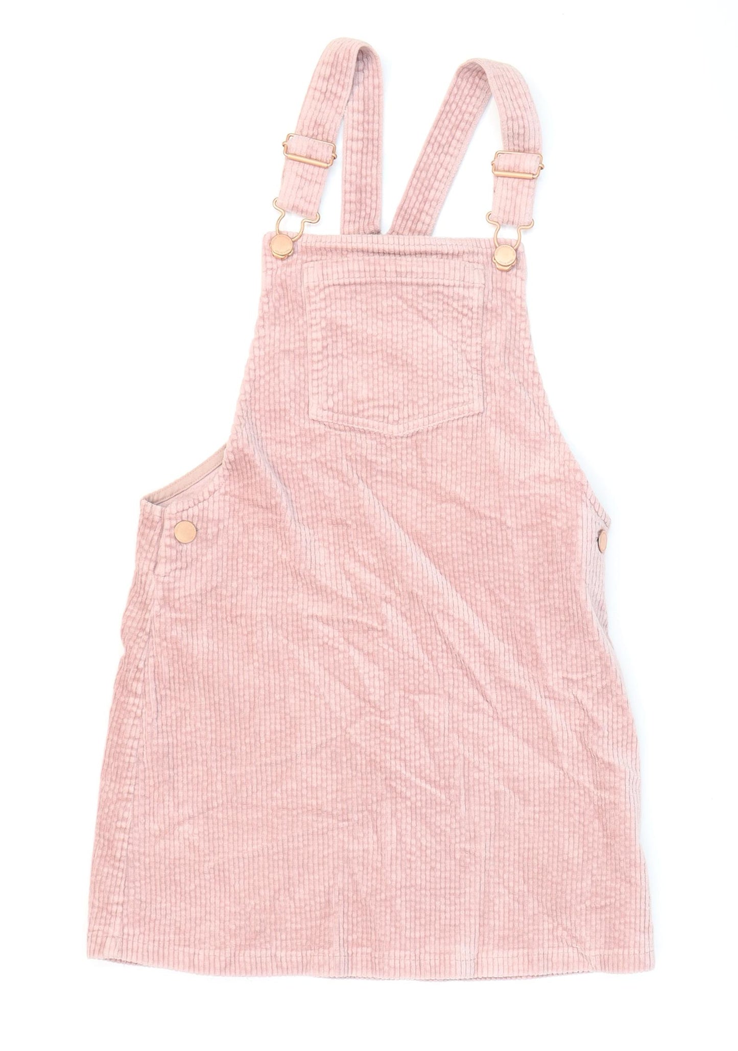 NEXT Girls Pink Cotton Pinafore/Dungaree Dress Size 10 Years Square Neck Buckle