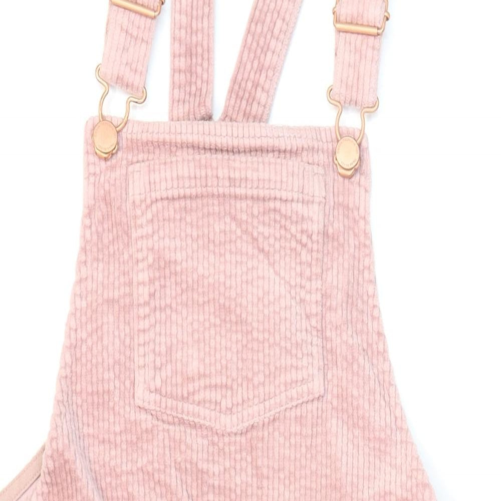 NEXT Girls Pink Cotton Pinafore/Dungaree Dress Size 10 Years Square Neck Buckle