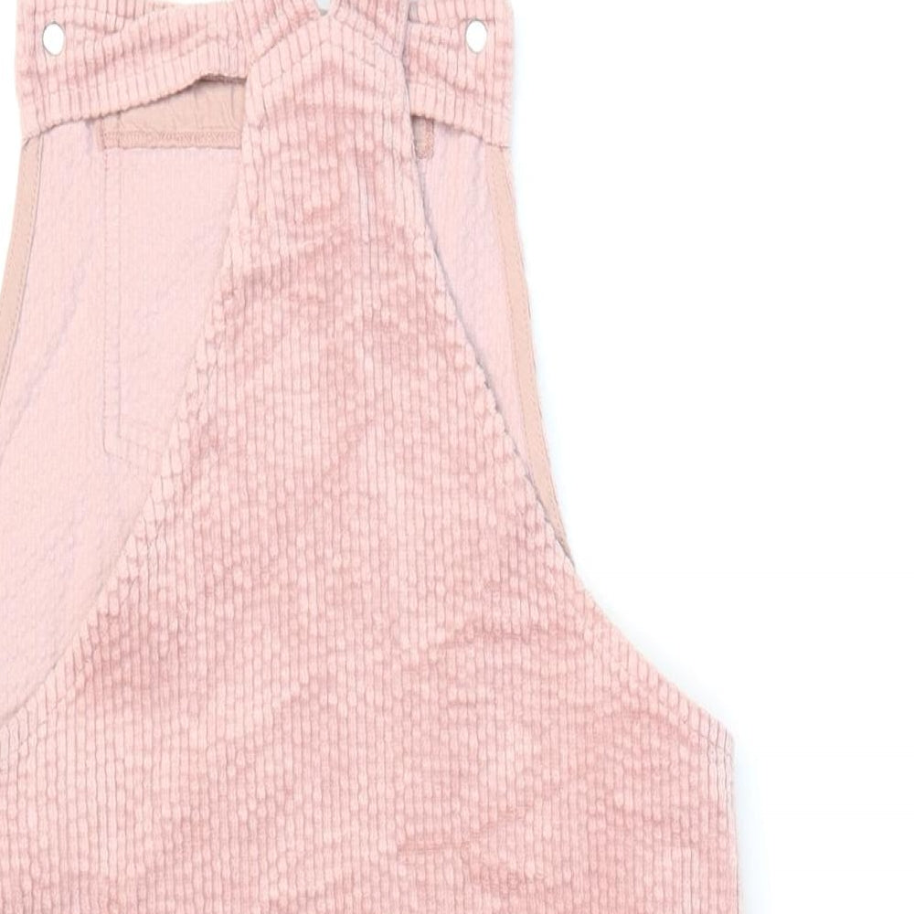 NEXT Girls Pink Cotton Pinafore/Dungaree Dress Size 10 Years Square Neck Buckle