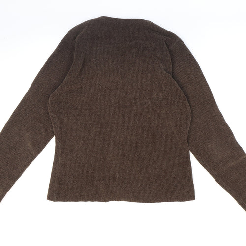 Essentials Womens Brown V-Neck Acrylic Cardigan Jumper Size 10