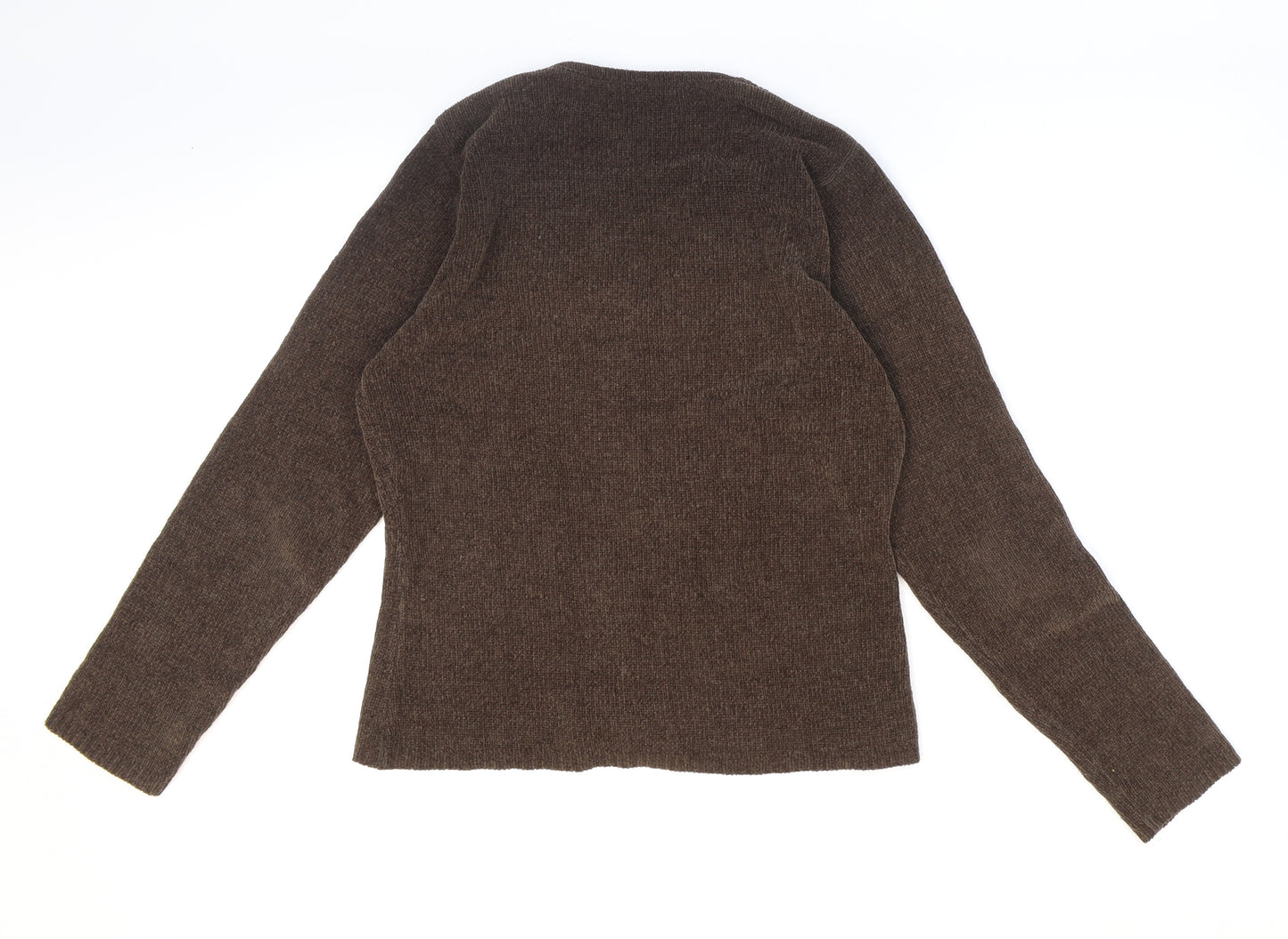 Essentials Womens Brown V-Neck Acrylic Cardigan Jumper Size 10
