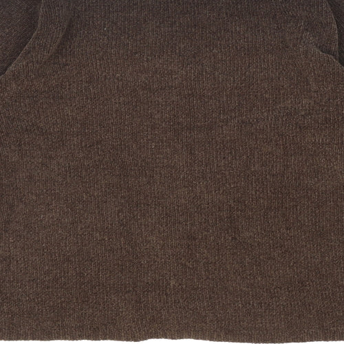 Essentials Womens Brown V-Neck Acrylic Cardigan Jumper Size 10