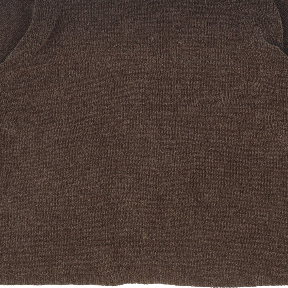 Essentials Womens Brown V-Neck Acrylic Cardigan Jumper Size 10