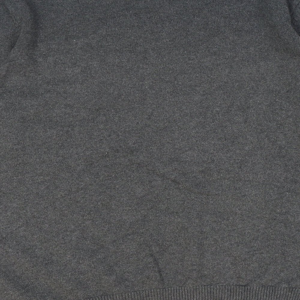 Marks and Spencer Mens Grey Round Neck Cotton Pullover Jumper Size L