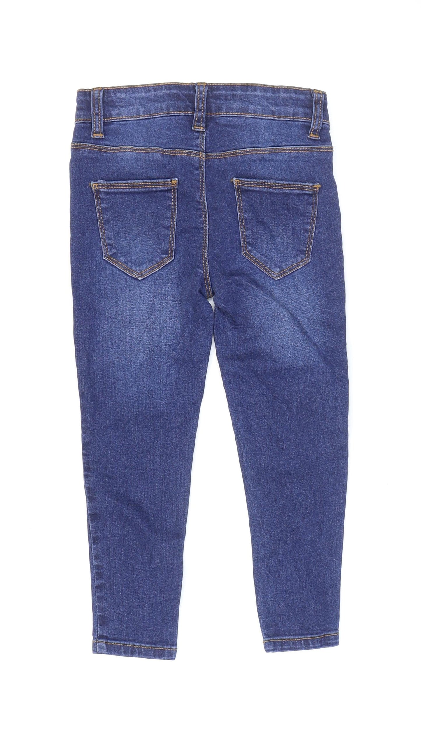 Denim & Co. Boys Blue Cotton Skinny Jeans Size 4-5 Years Regular Zip