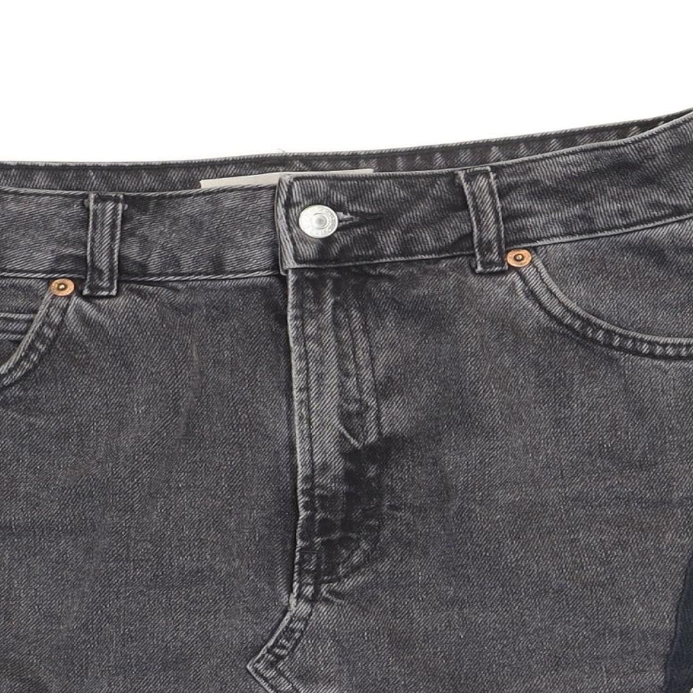 Topshop Womens Grey Cotton Mini Skirt Size 10 Zip - Lace-up Detail