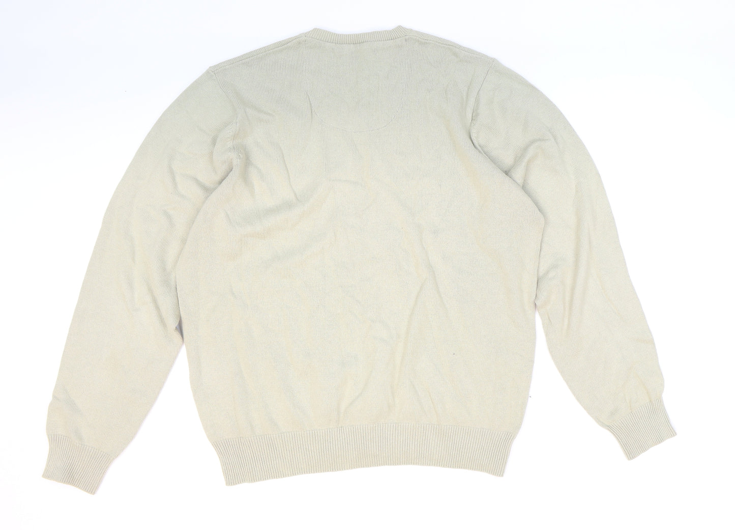 Blue Harbour Mens Beige V-Neck Cotton Pullover Jumper Size M