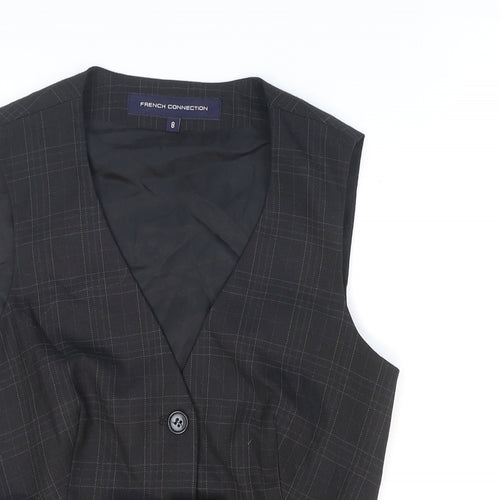 French Connection Womens Black Plaid Polyester Jacket Suit Waistcoat Size 8 - Adjustable
