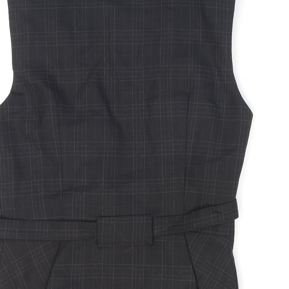 French Connection Womens Black Plaid Polyester Jacket Suit Waistcoat Size 8 - Adjustable