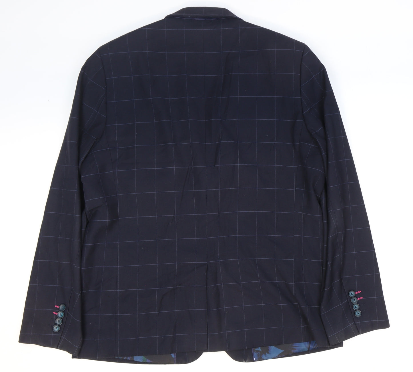 Joe Browns Mens Blue Plaid Polyester Jacket Suit Jacket Size 42