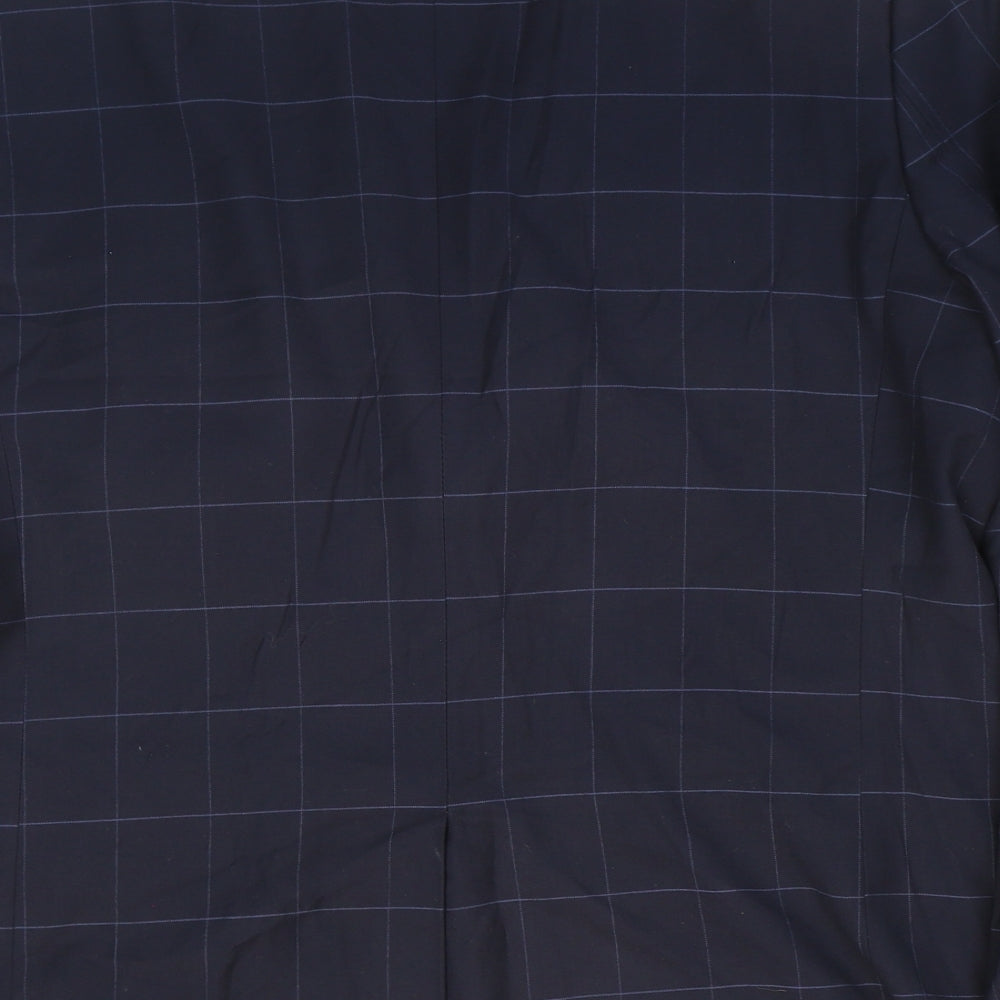 Joe Browns Mens Blue Plaid Polyester Jacket Suit Jacket Size 42