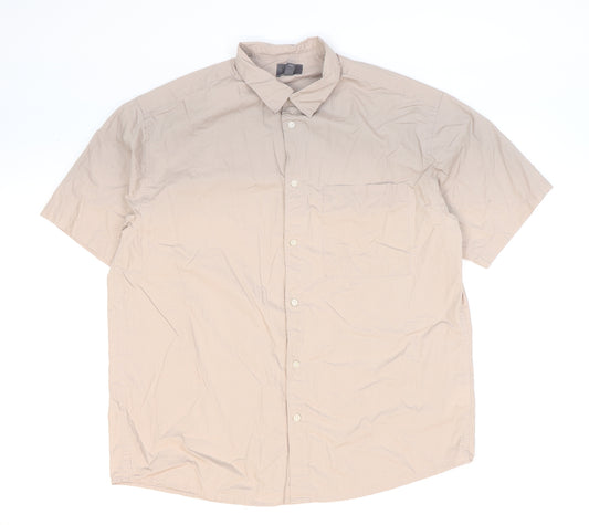 H&M Mens Beige Cotton Button-Up Size L Collared Button