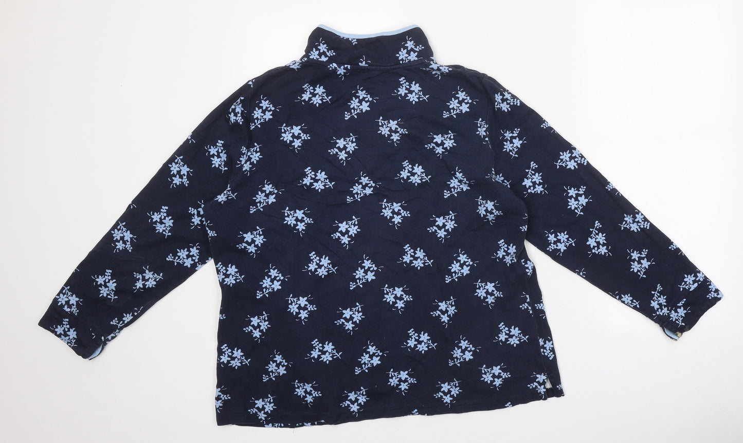 Bonmarché Womens Blue Floral Polyester Basic T-Shirt Size 16 High Neck