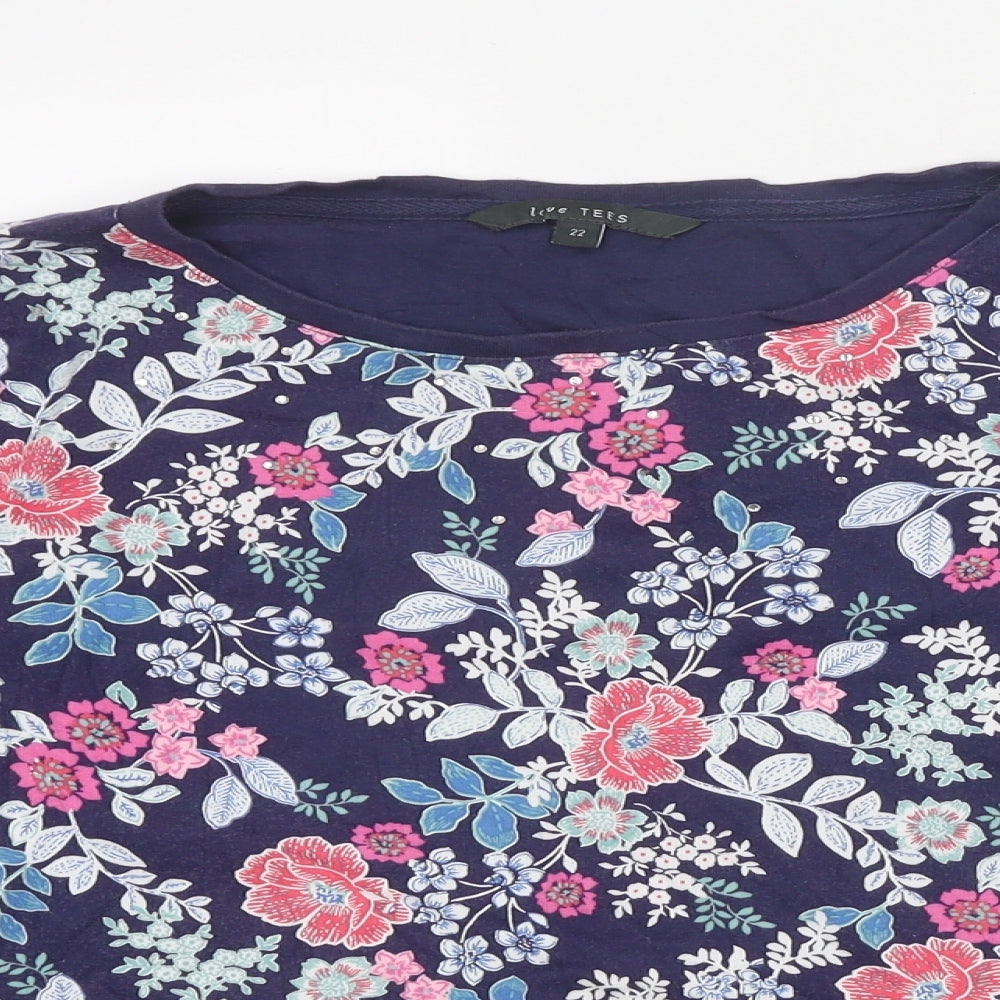 Live Tees Womens Multicoloured Floral Polyester Basic T-Shirt Size 22 Round Neck