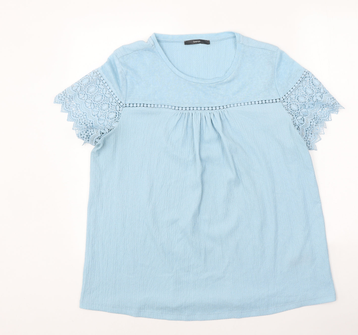 George Womens Blue Polyester Basic T-Shirt Size 12 Round Neck