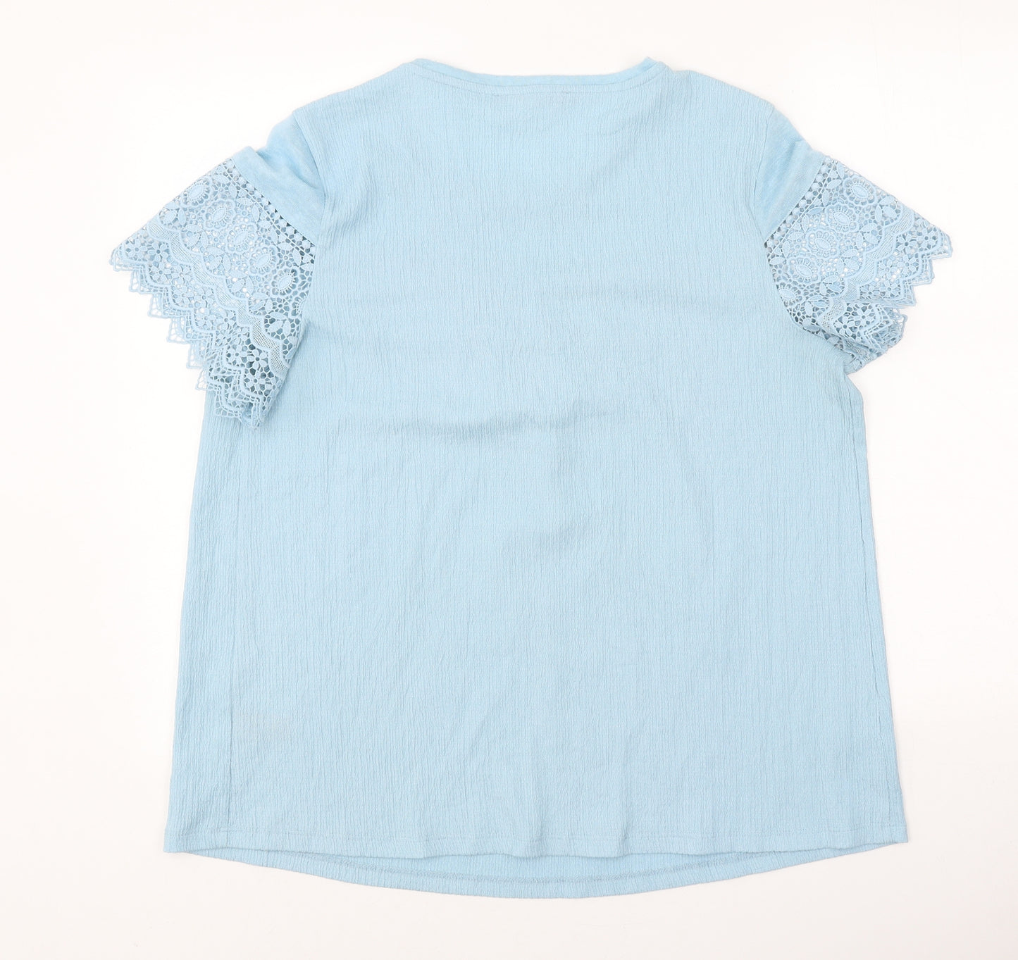 George Womens Blue Polyester Basic T-Shirt Size 12 Round Neck