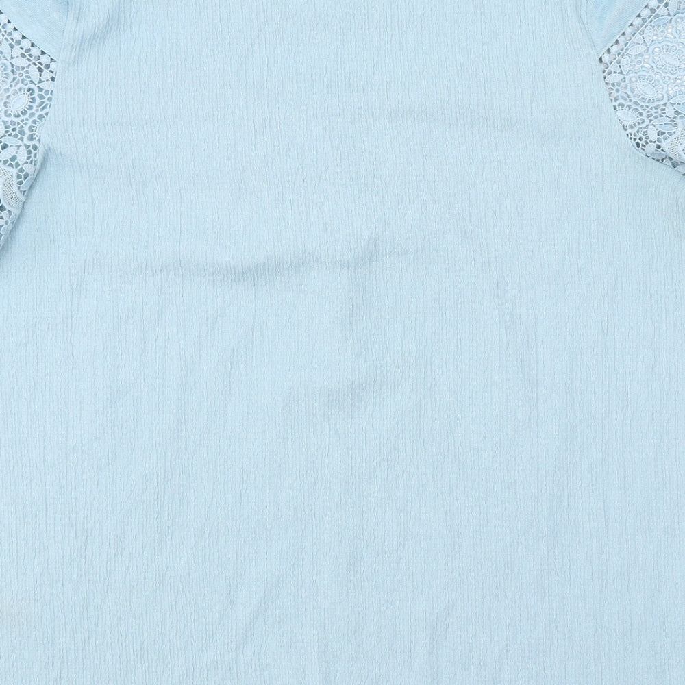 George Womens Blue Polyester Basic T-Shirt Size 12 Round Neck