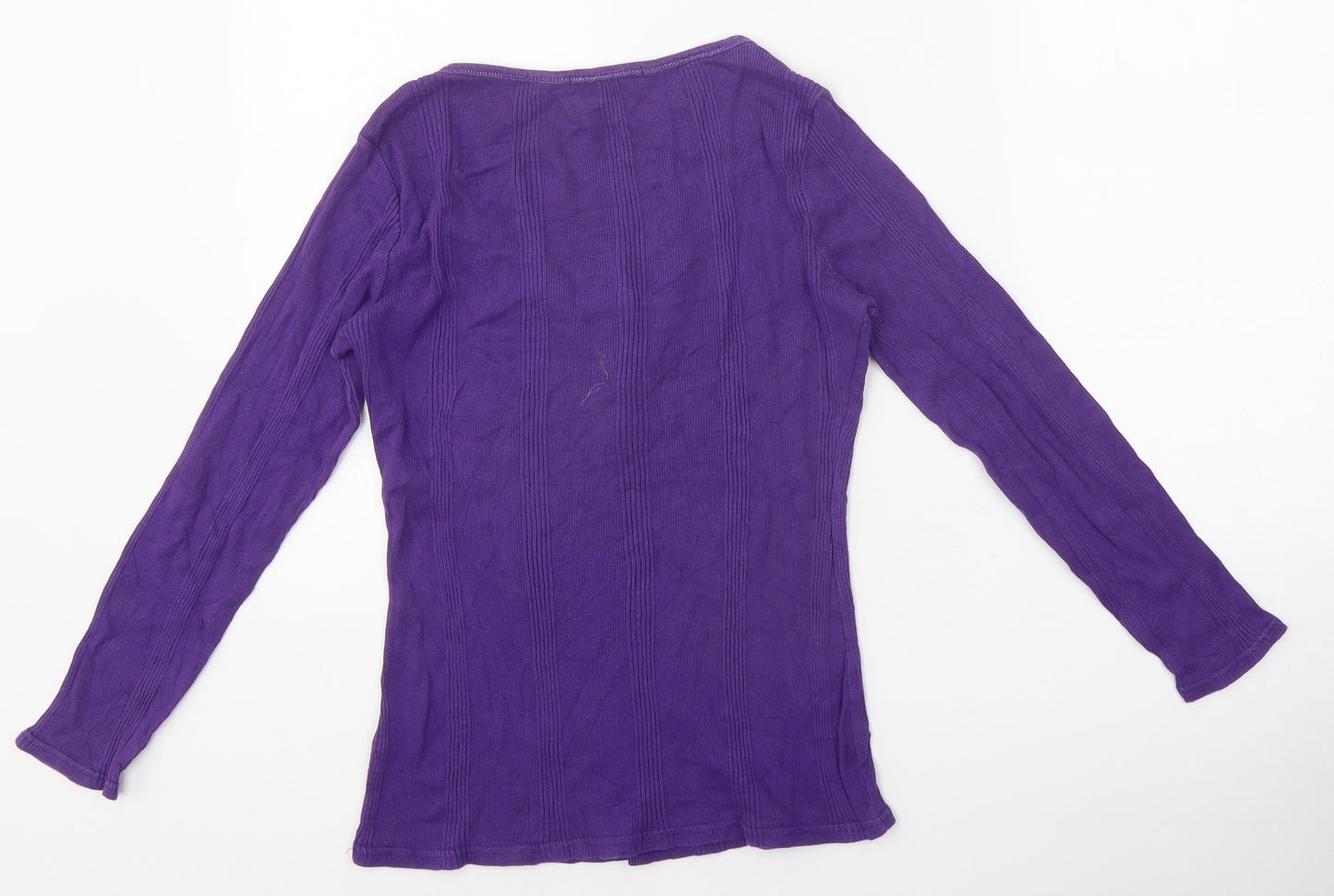 George Womens Purple Polyester Basic T-Shirt Size 14 Scoop Neck