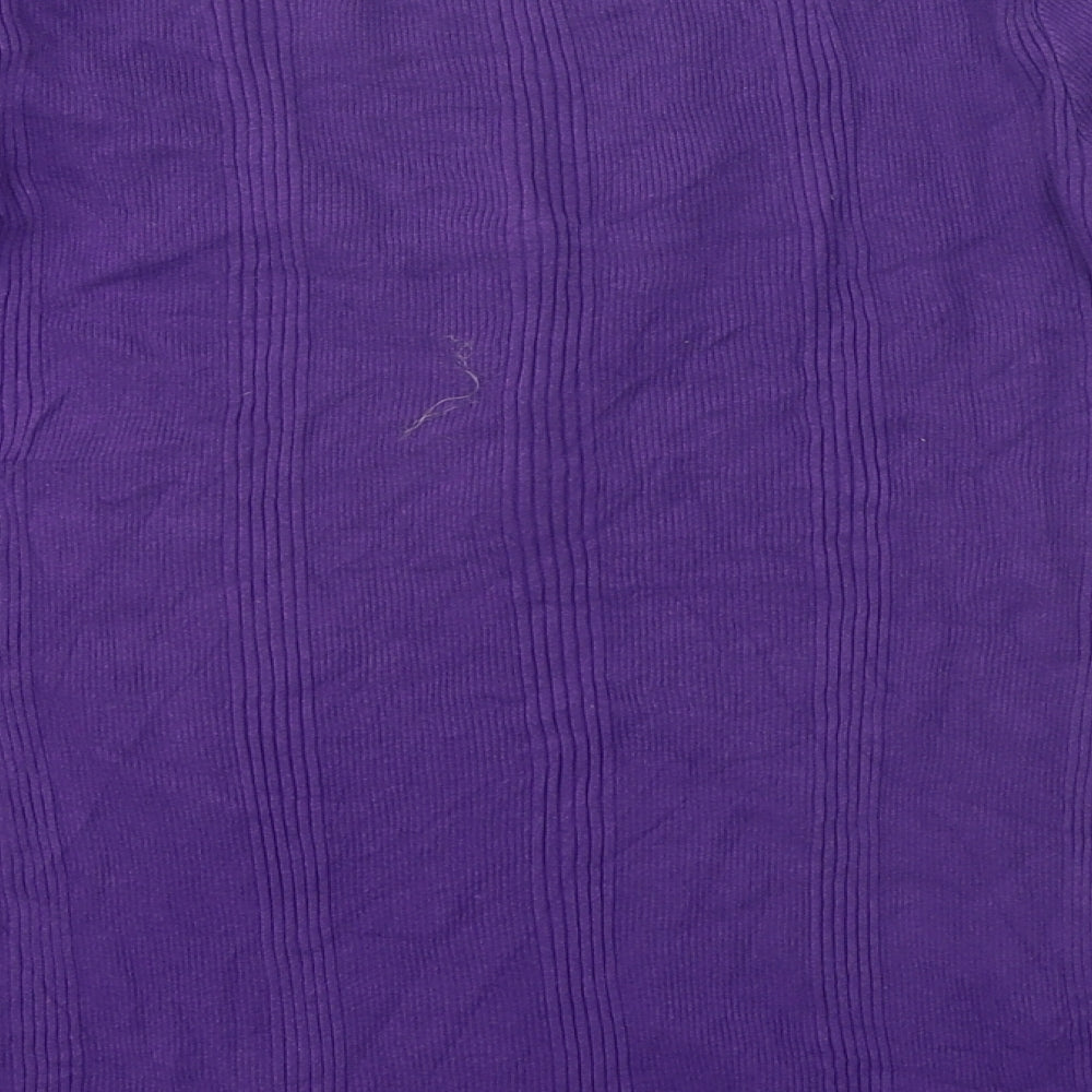 George Womens Purple Polyester Basic T-Shirt Size 14 Scoop Neck