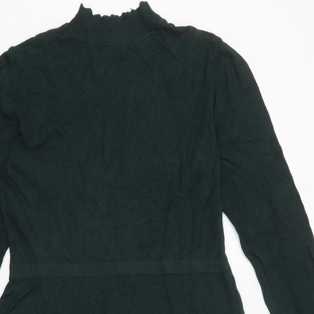 Warehouse Womens Green Polyester Jumper Dress Size 16 High Neck Pullover