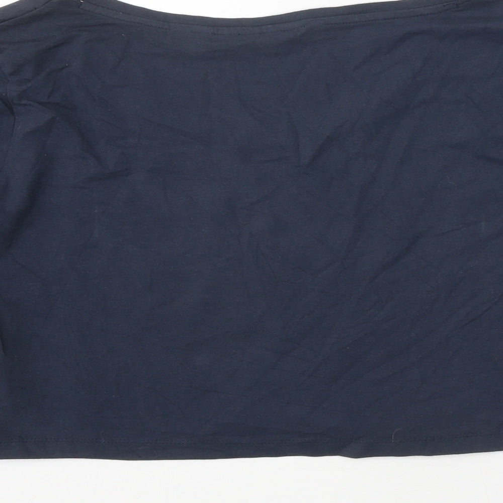Jack Wills Womens Blue Polyester Cropped T-Shirt Size 12 Round Neck