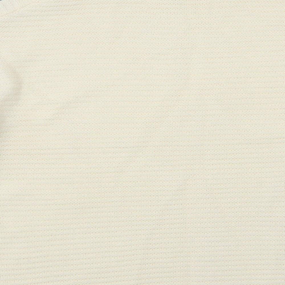 Nutmeg Womens White Round Neck Polyester Henley Jumper Size 16