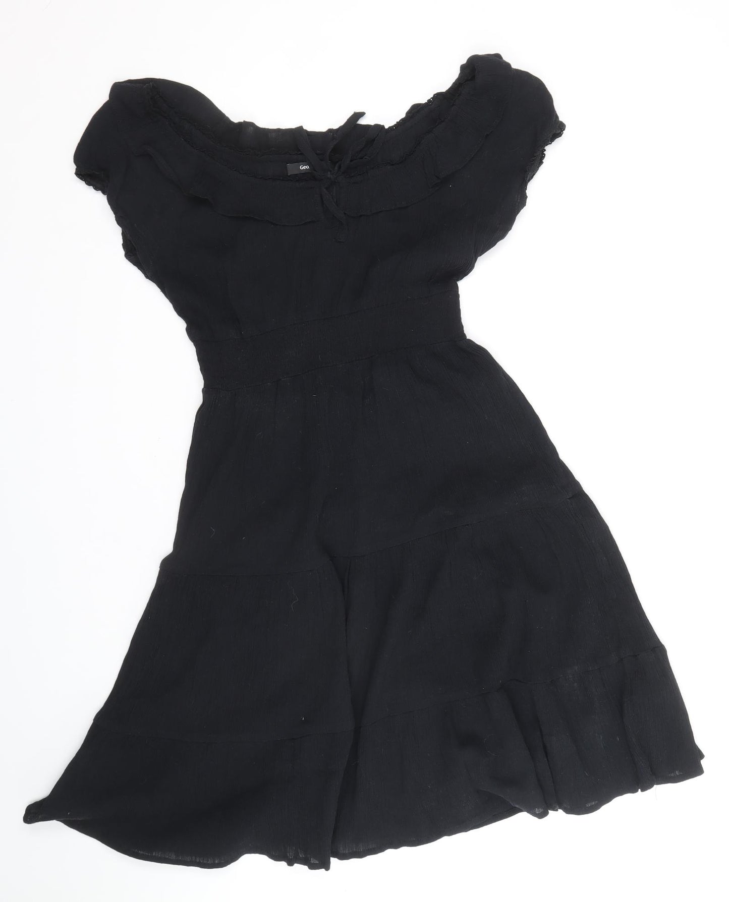 George Womens Black Polyester Skater Dress Size 10 Off the Shoulder Pullover
