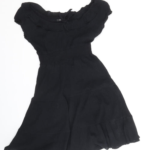 George Womens Black Polyester Skater Dress Size 10 Off the Shoulder Pullover