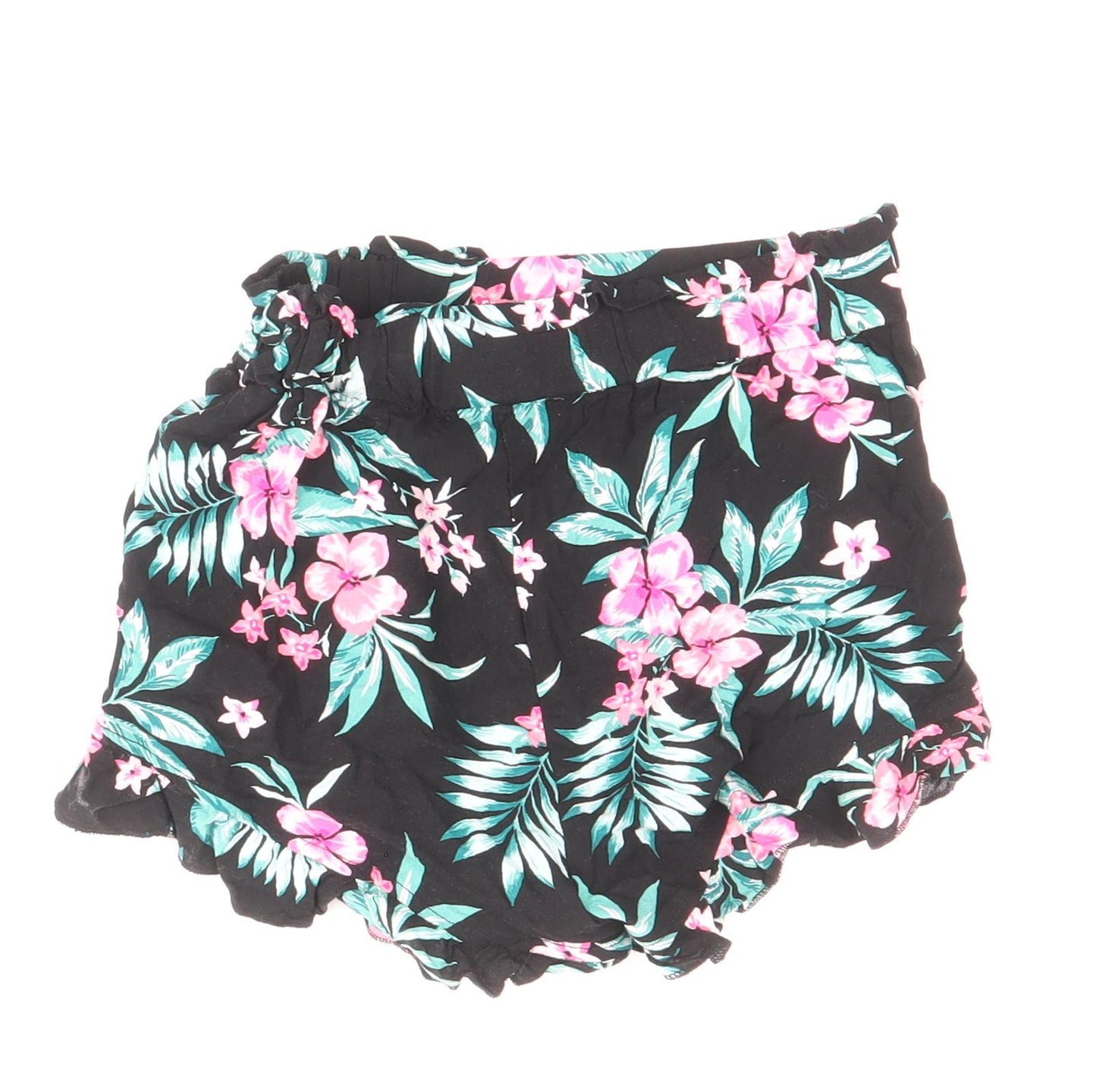 New Look Girls Black Floral Polyester Hot Pants Shorts Size 9 Years Regular