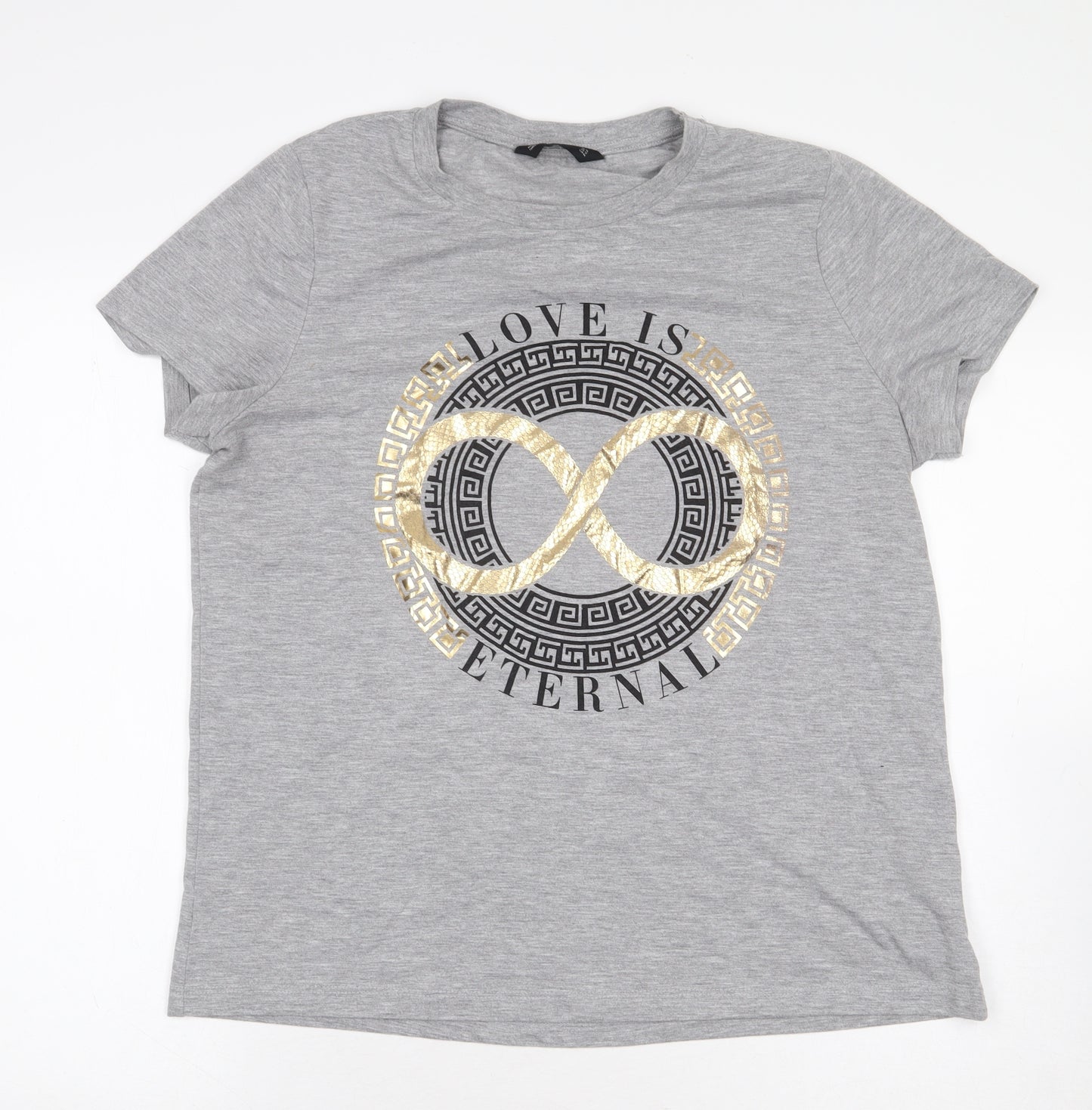 F&F Womens Grey Polyester Basic T-Shirt Size 16 Round Neck - Infinity