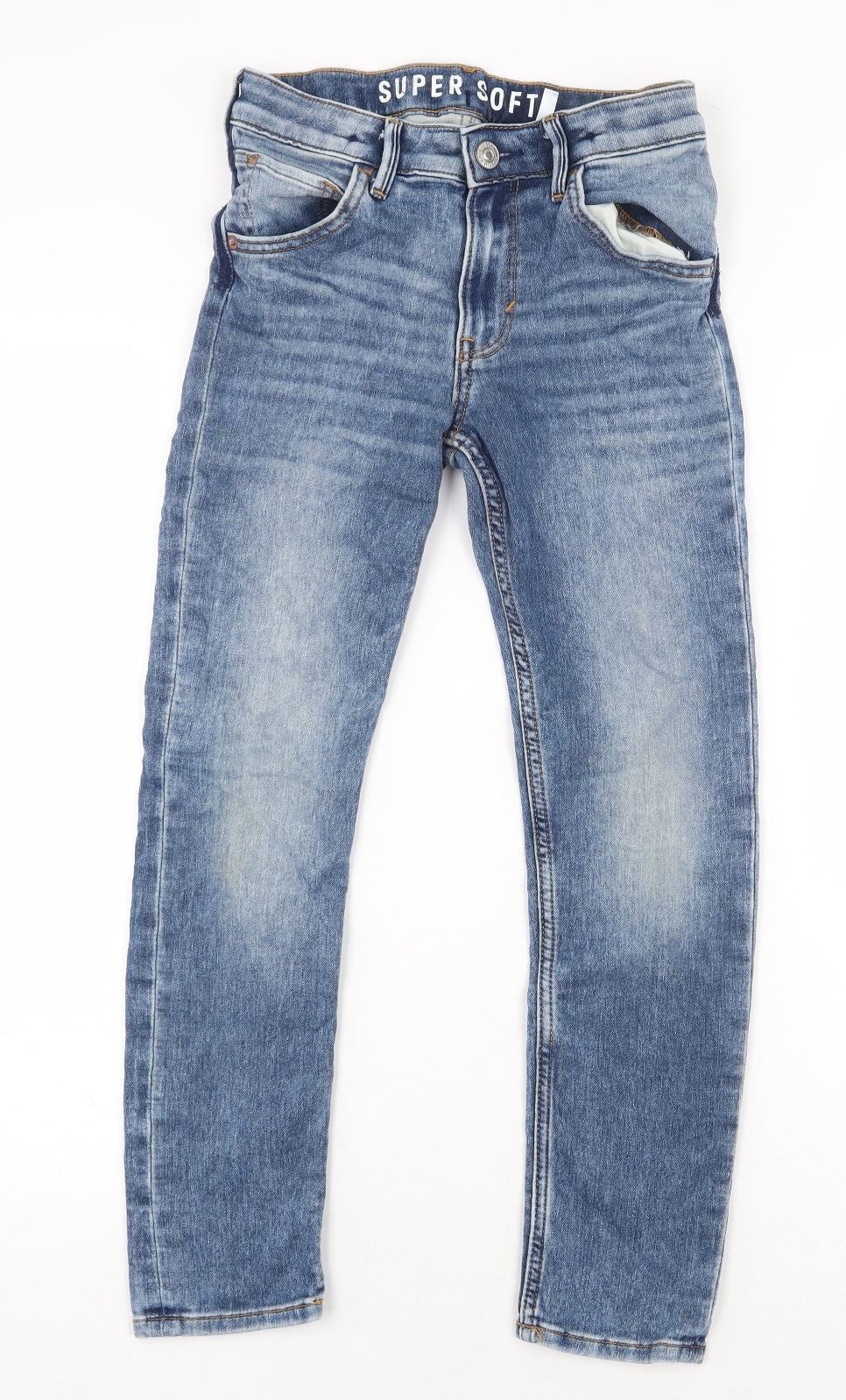 H&M Boys Blue Cotton Straight Jeans Size 10-11 Years Regular Zip