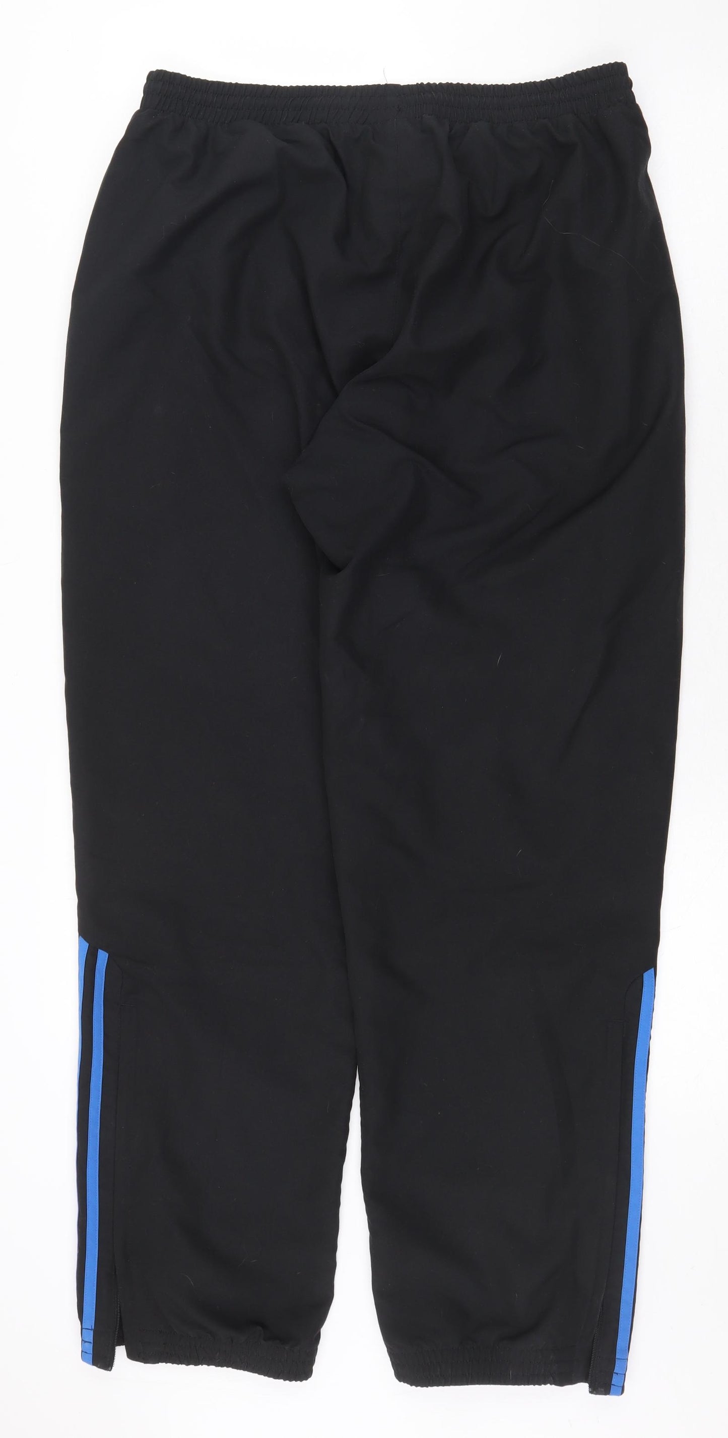 adidas Mens Black Striped Polyester Jogger Trousers Size L L30 in Regular Tie