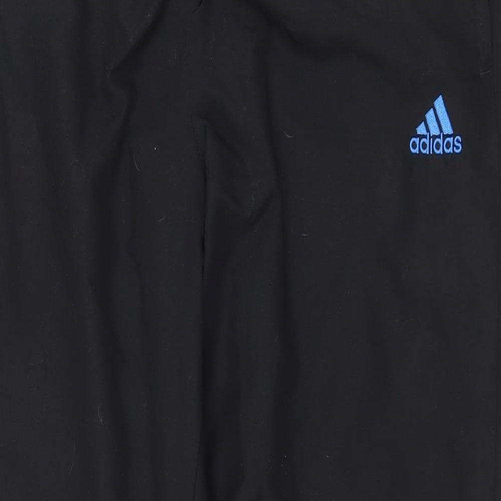 adidas Mens Black Striped Polyester Jogger Trousers Size L L30 in Regular Tie