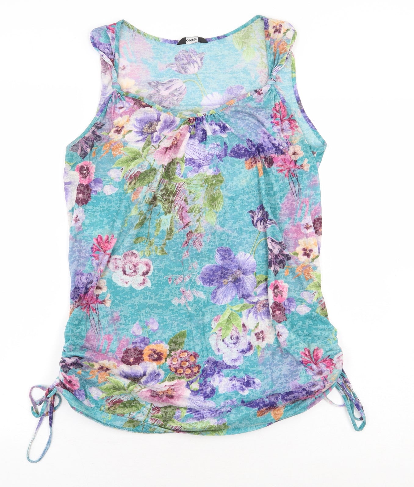 George Womens Multicoloured Floral Polyester Basic Blouse Size 14 Scoop Neck - Tie detail