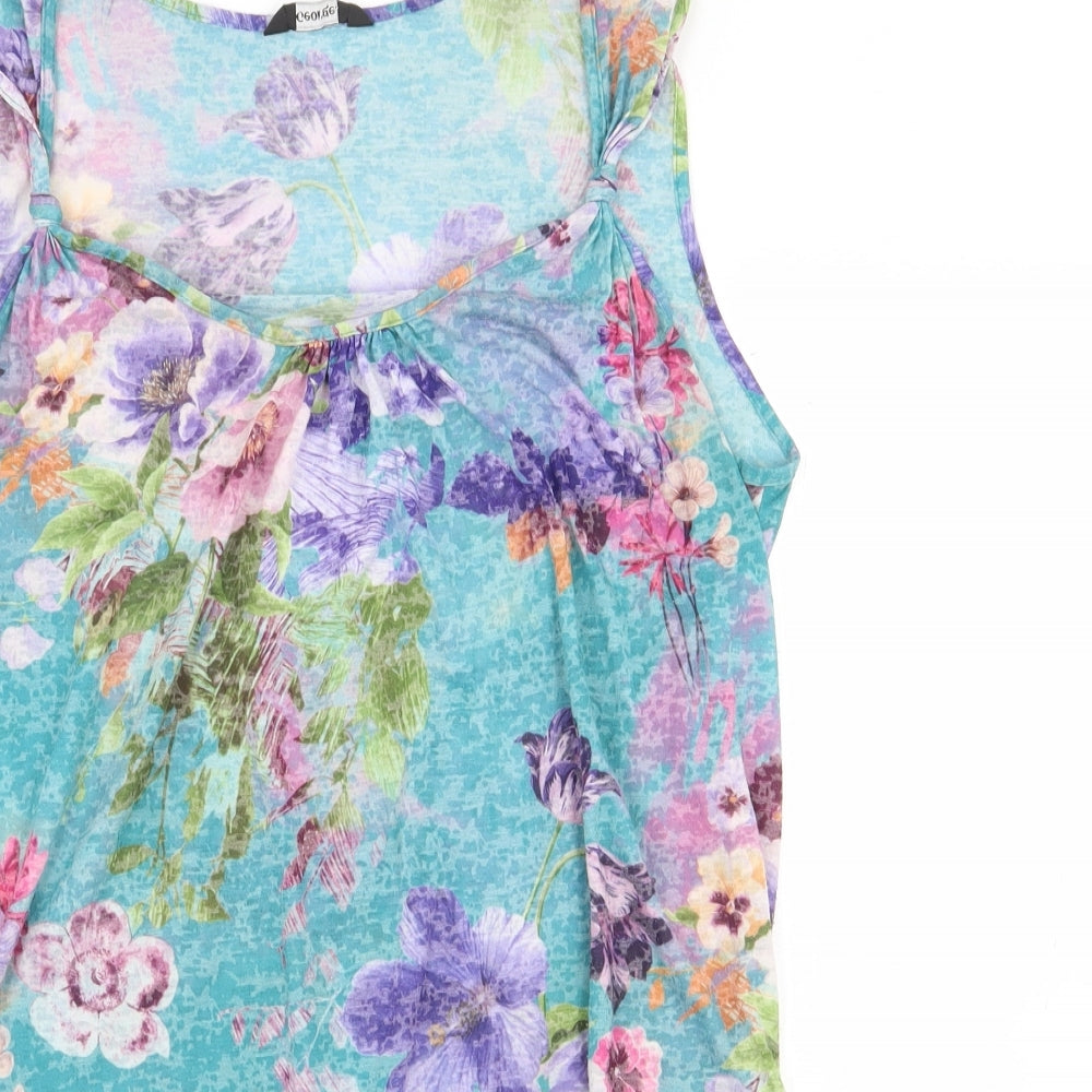George Womens Multicoloured Floral Polyester Basic Blouse Size 14 Scoop Neck - Tie detail