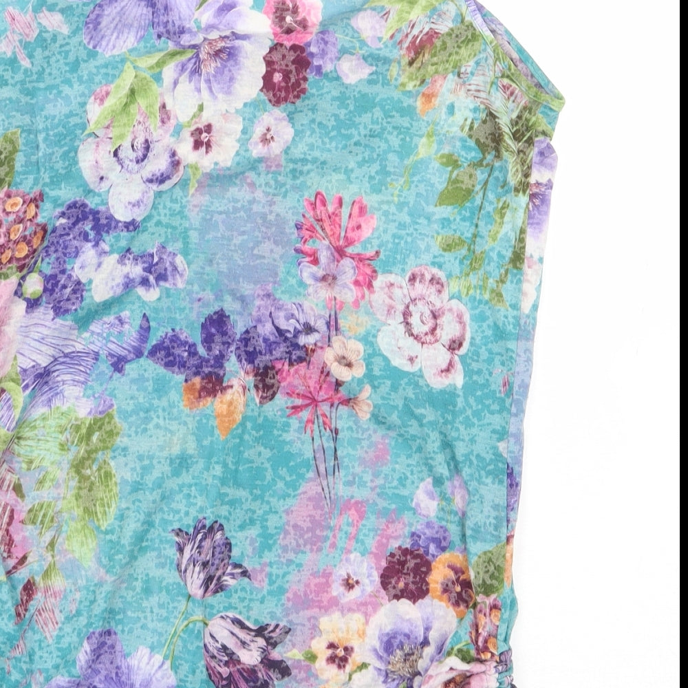 George Womens Multicoloured Floral Polyester Basic Blouse Size 14 Scoop Neck - Tie detail