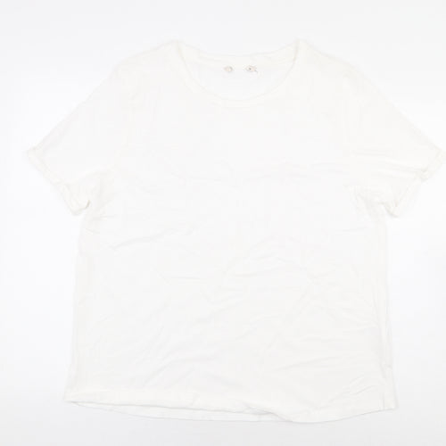 Preworn Womens White 100% Cotton Basic T-Shirt Size 18 Round Neck