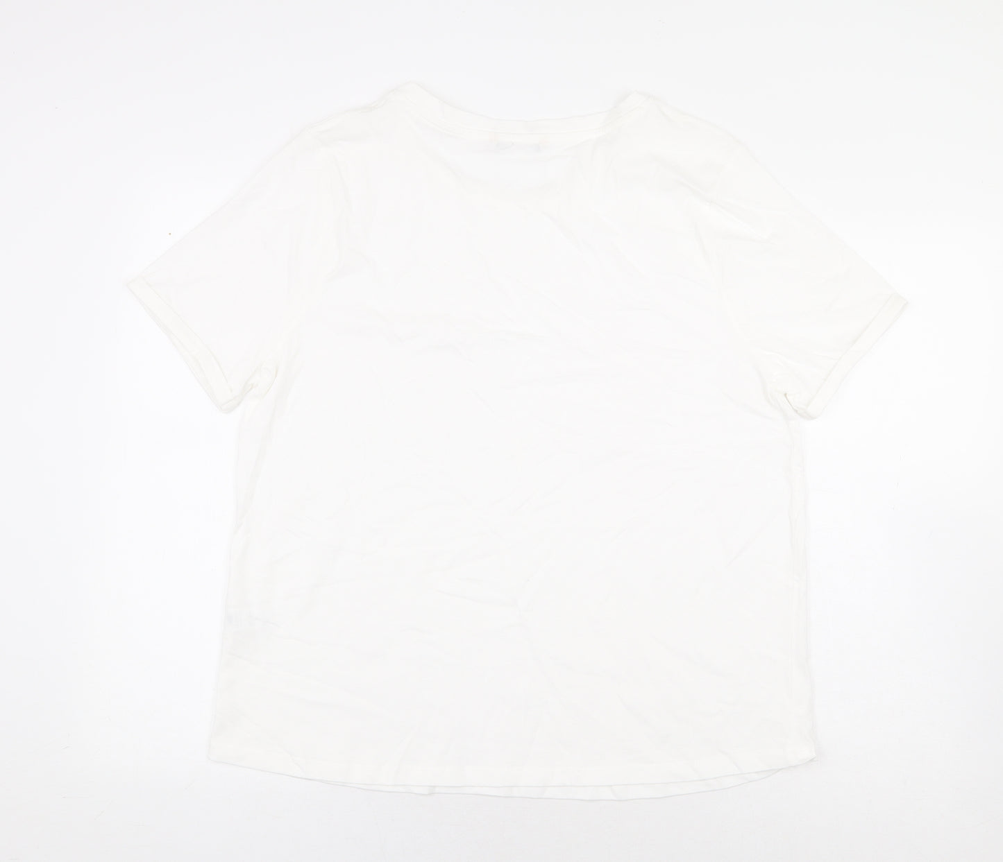 Preworn Womens White 100% Cotton Basic T-Shirt Size 18 Round Neck