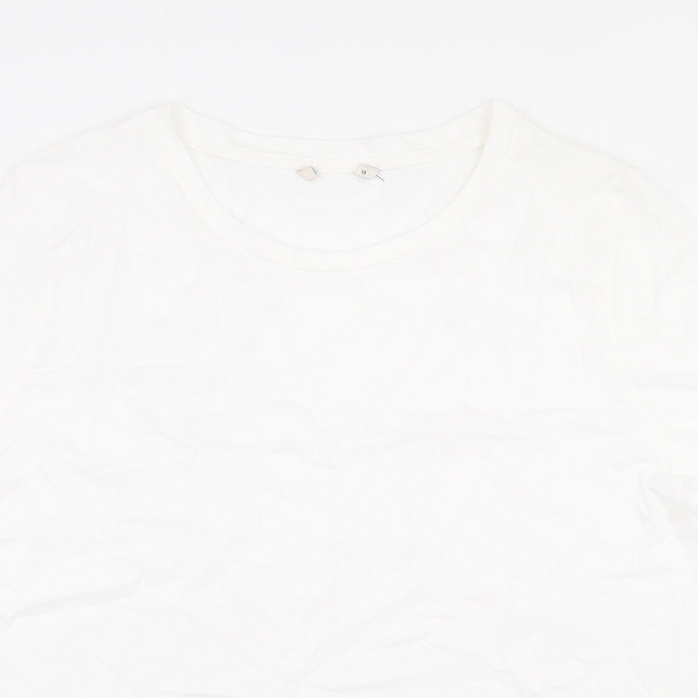 Preworn Womens White 100% Cotton Basic T-Shirt Size 18 Round Neck