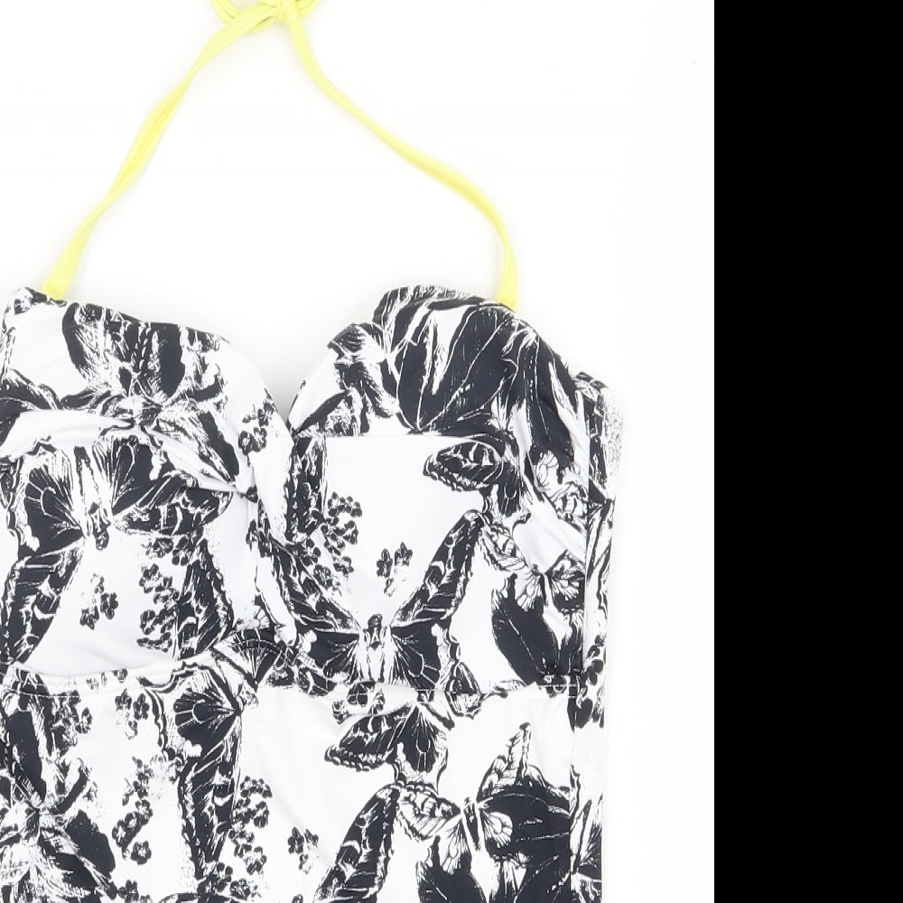 NEXT Womens White Floral Nylon One Piece Size 8