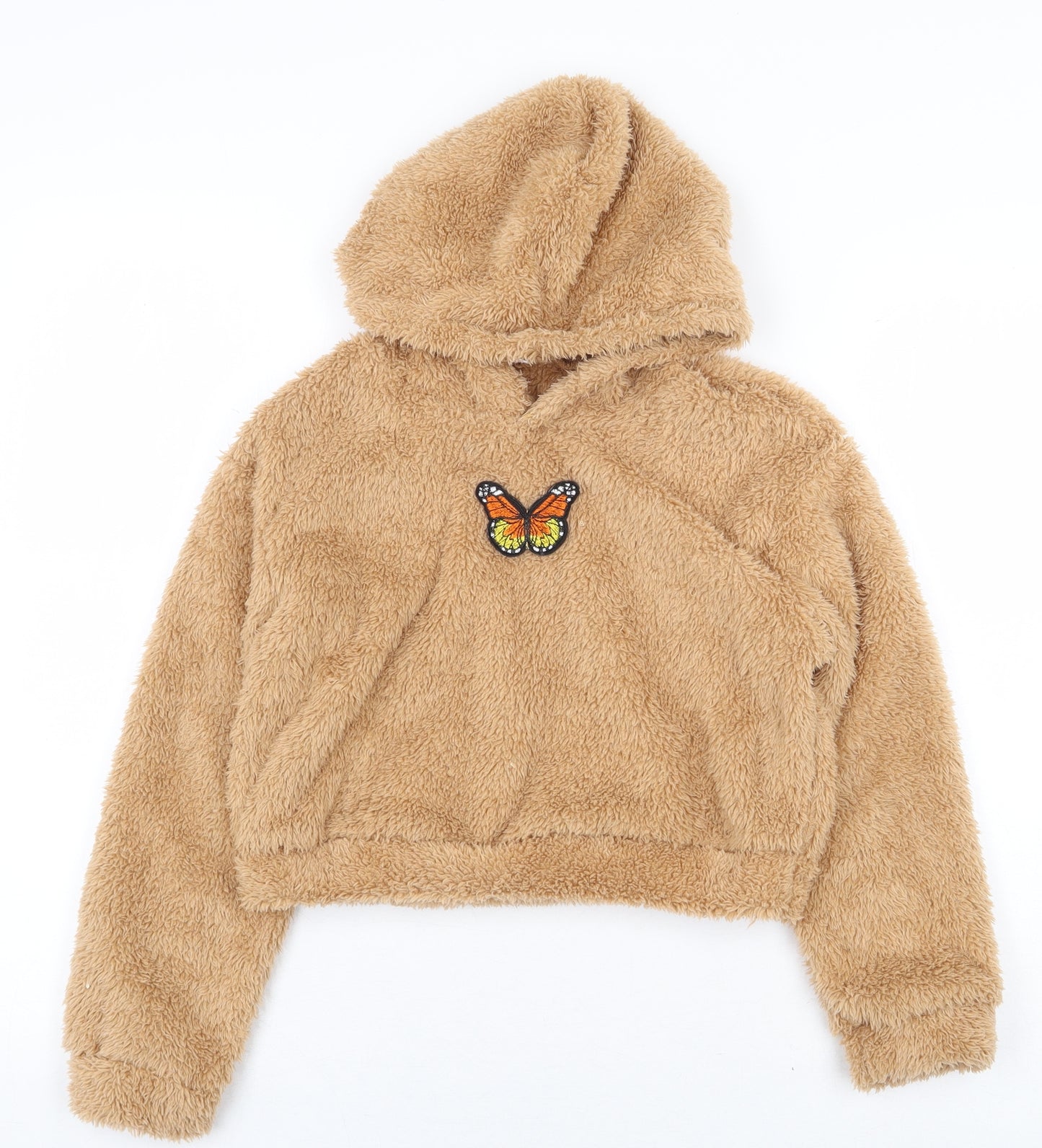 SheIn Girls Brown Polyester Pullover Hoodie Size 10 Years Pullover - Butterfly