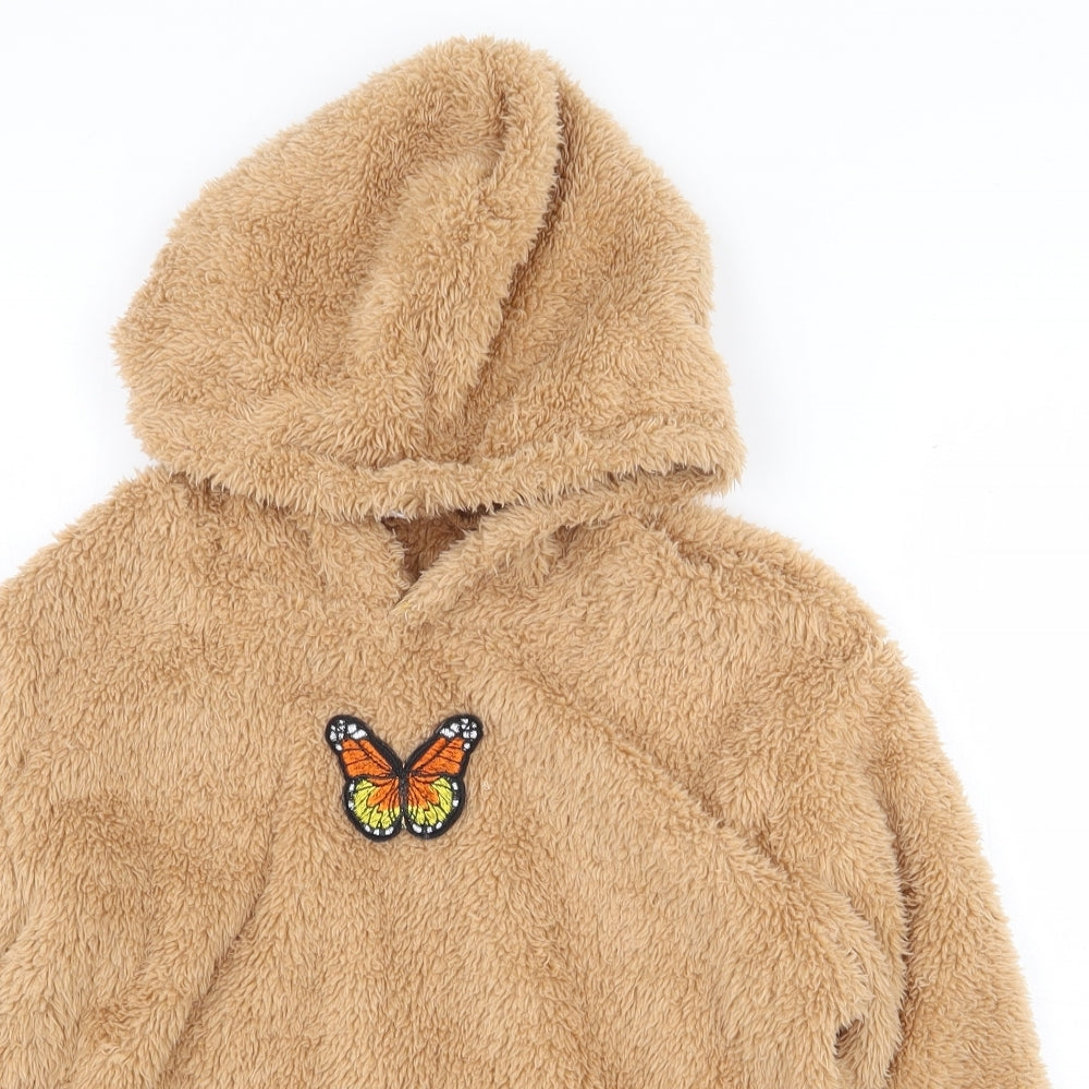 SheIn Girls Brown Polyester Pullover Hoodie Size 10 Years Pullover - Butterfly