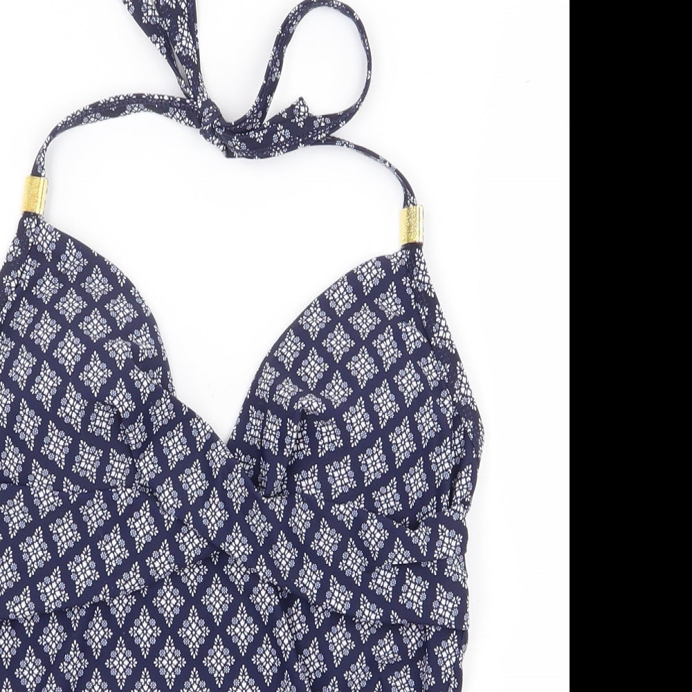 Full Circle Womens Blue Geometric Nylon Top Size 10