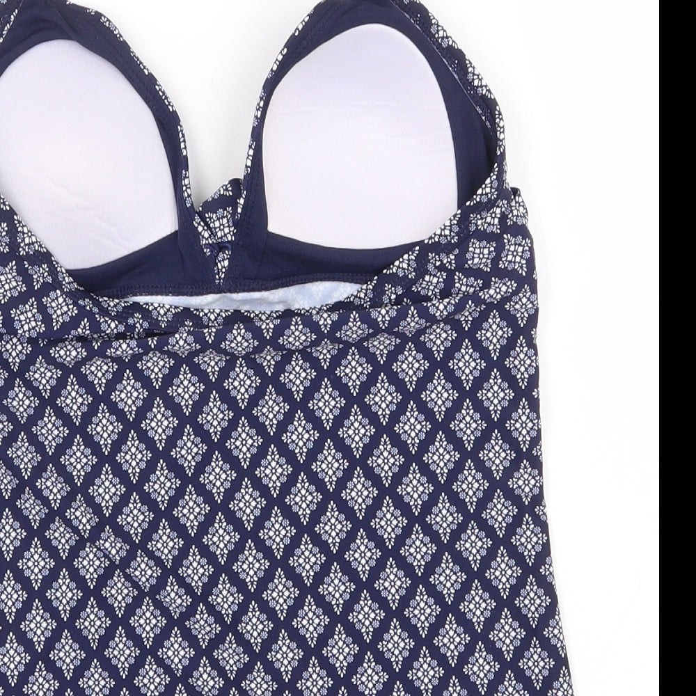 Full Circle Womens Blue Geometric Nylon Top Size 10