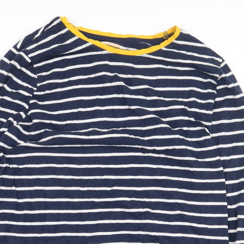 TU Womens Blue Striped Cotton Basic T-Shirt Size 20 Round Neck