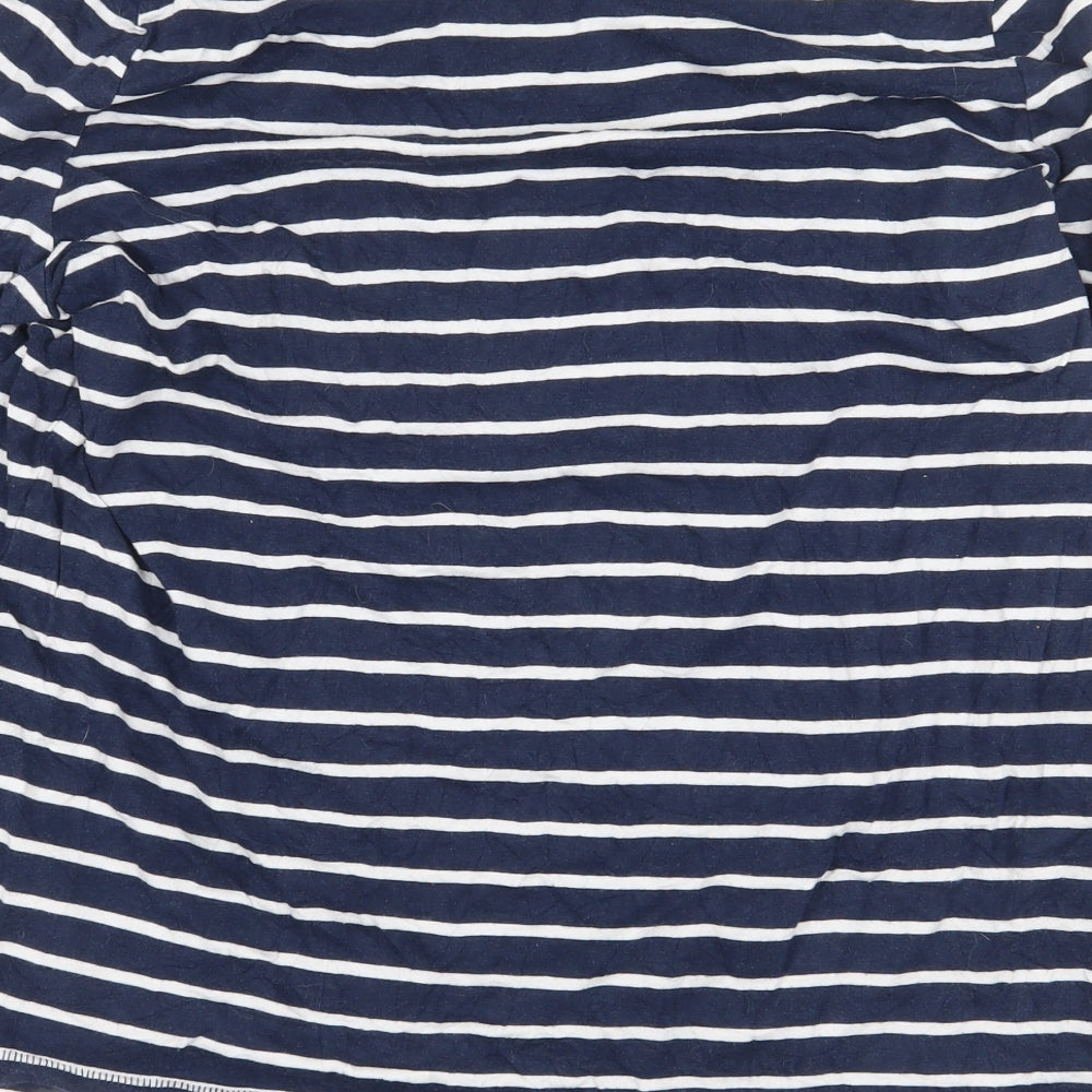 TU Womens Blue Striped Cotton Basic T-Shirt Size 20 Round Neck