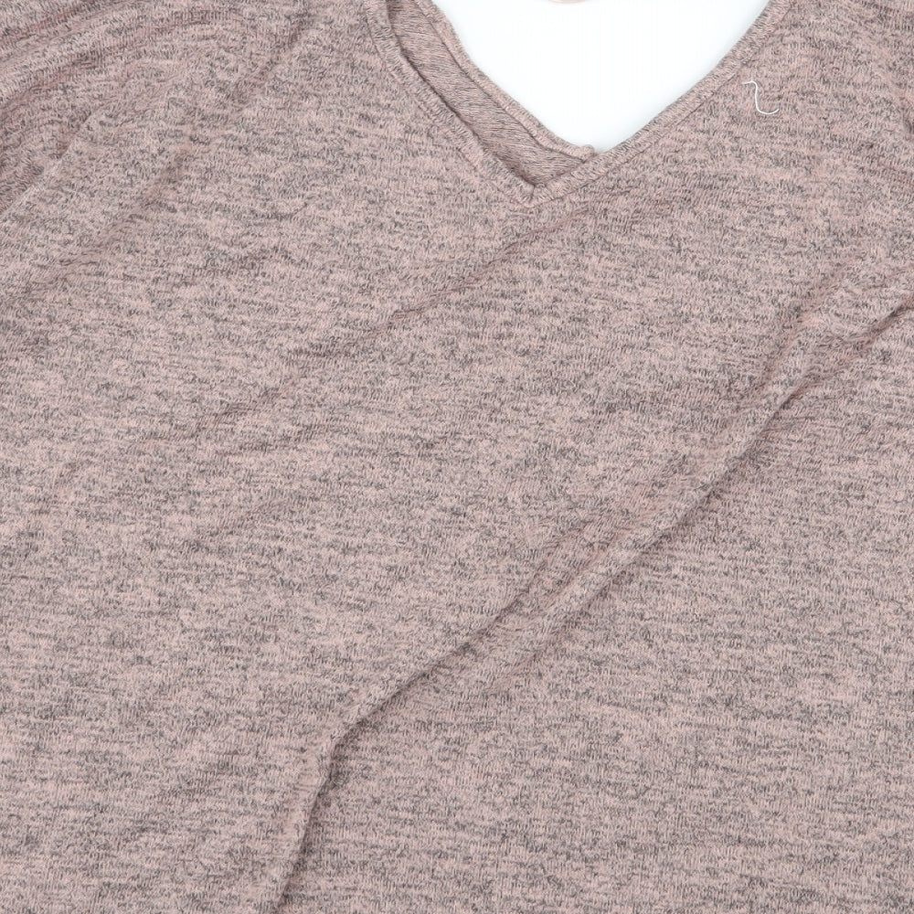 Primark Womens Pink Polyester Basic T-Shirt Size 12 V-Neck - Cut Out Back Detail
