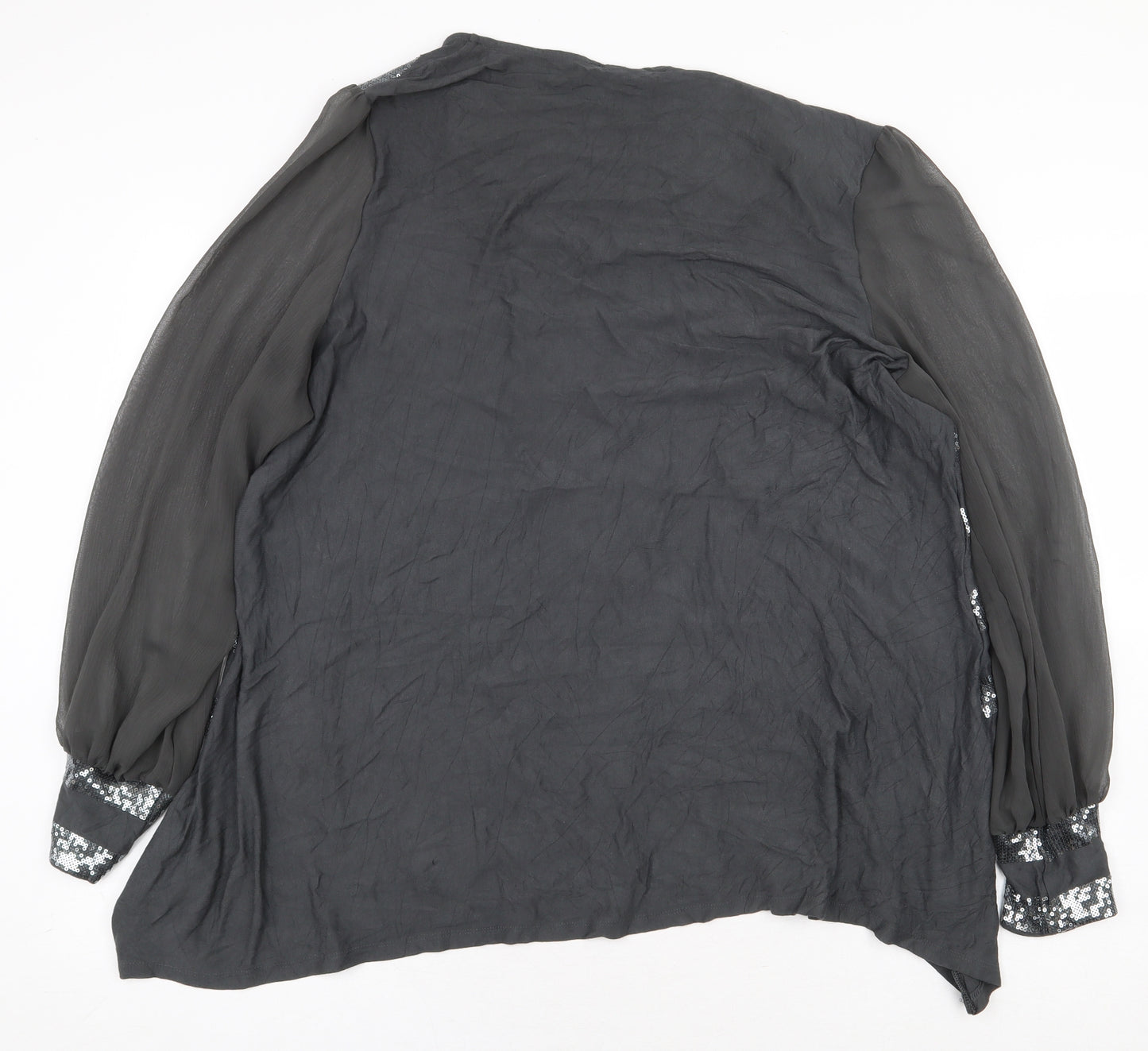 Marks and Spencer Womens Grey Striped Polyester Basic Blouse Size 20 Round Neck